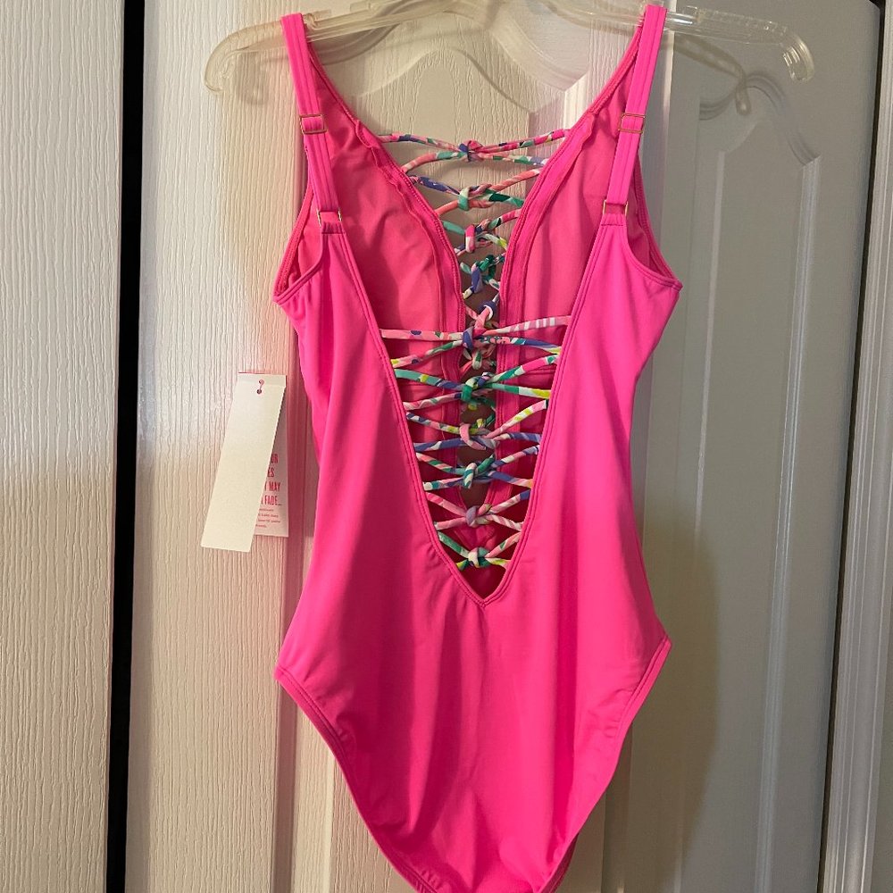 Lilly Pulitzer Isle Lattice 1Piece Pink Sz 0-2-4 - Picture 8 of 10
